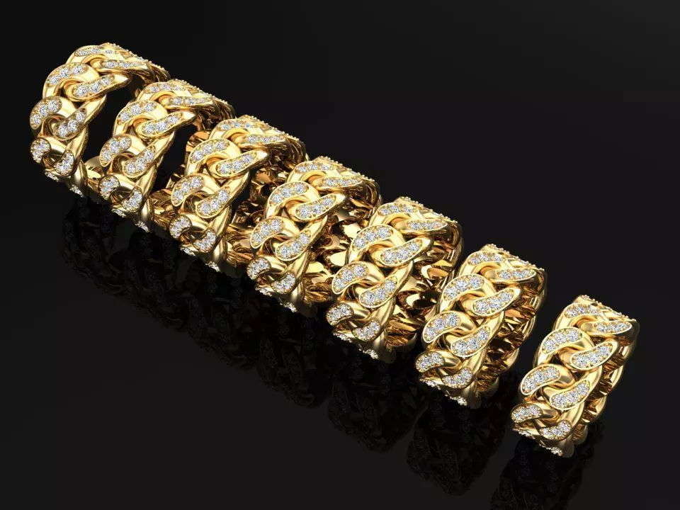 Chain ring - Miami Cuban ring - Link ring - Size 6 - 12 3D Model Collection_0