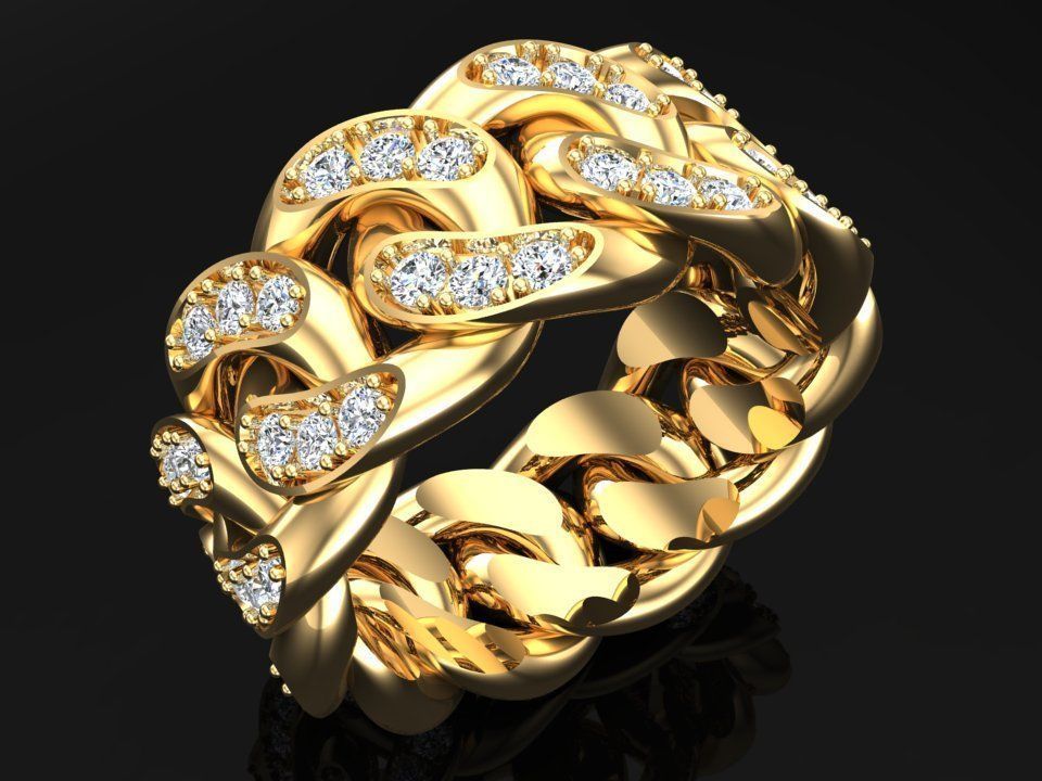 Chain ring - Miami Cuban ring - Link ring - Size 6 - 12 3D Model Collection_14