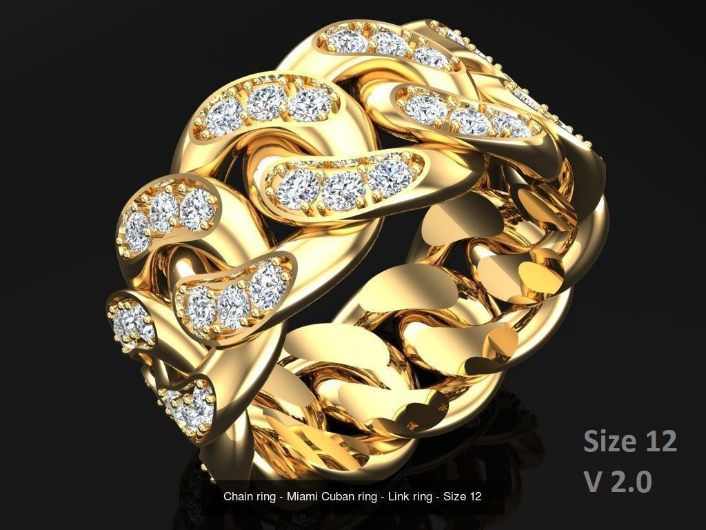 Chain ring - Miami Cuban ring - Link ring - Size 6 - 12 3D Model Collection_2