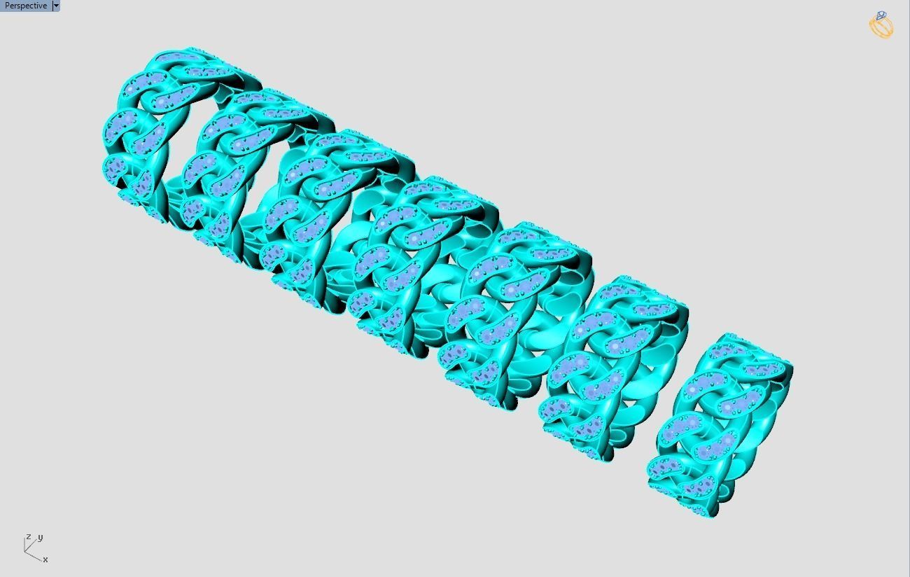 Chain ring - Miami Cuban ring - Link ring - Size 6 - 12 3D Model Collection_12