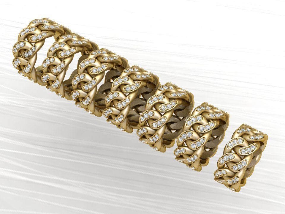 Chain ring - Miami Cuban ring - Link ring - Size 6 - 12 3D Model Collection_11