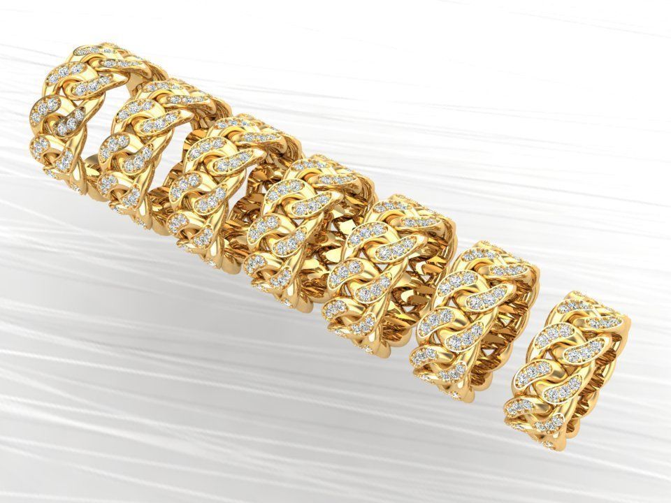 Chain ring - Miami Cuban ring - Link ring - Size 6 - 12 3D Model Collection_1