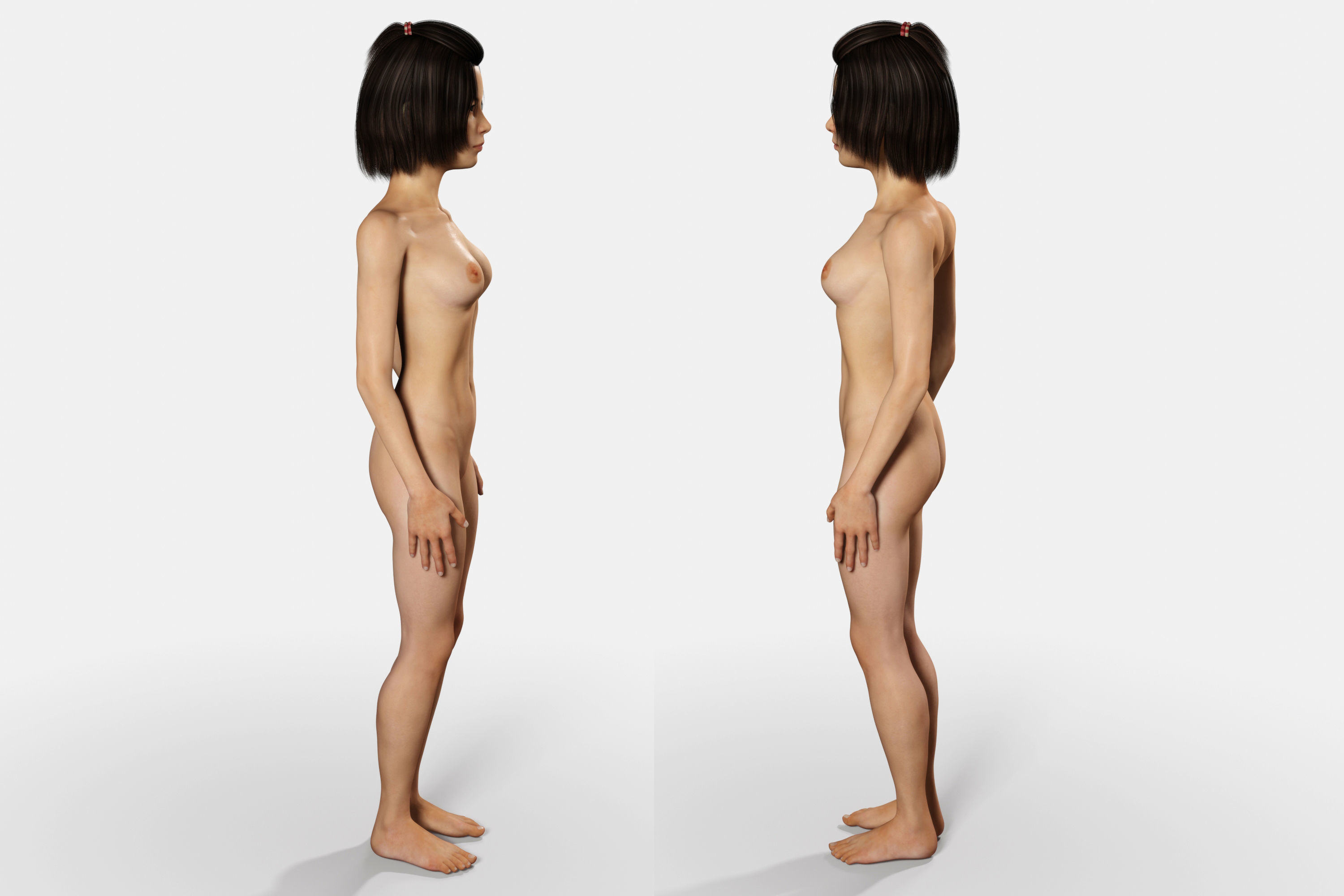 Naked 18 Year Old Thin Asian Girl Low-poly 3D model_9
