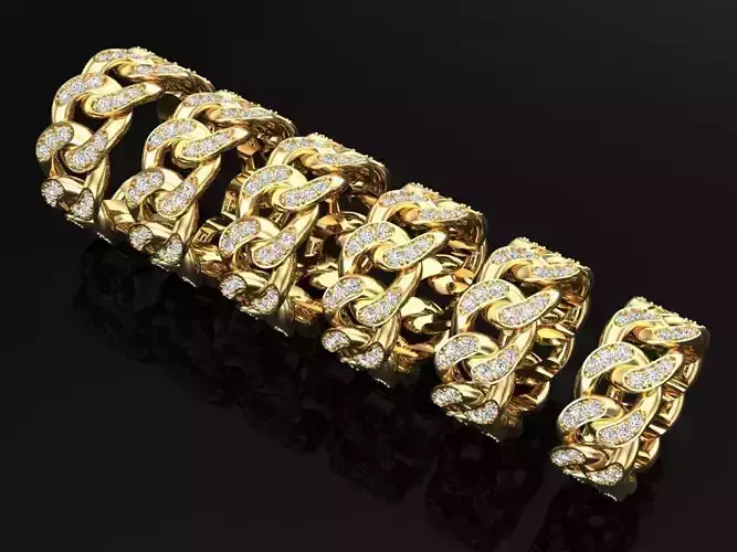 Chain ring - Miami Cuban ring - Link ring - Size 6 -11 3D Model Collection Chain ring - Miami Cuban ring - Link ring - Size 6 -11 3D Model Collection