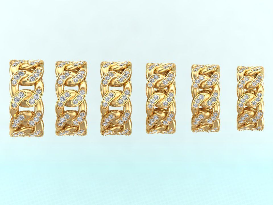 Chain ring - Miami Cuban ring - Link ring - Size 6 -11 3D Model Collection_10