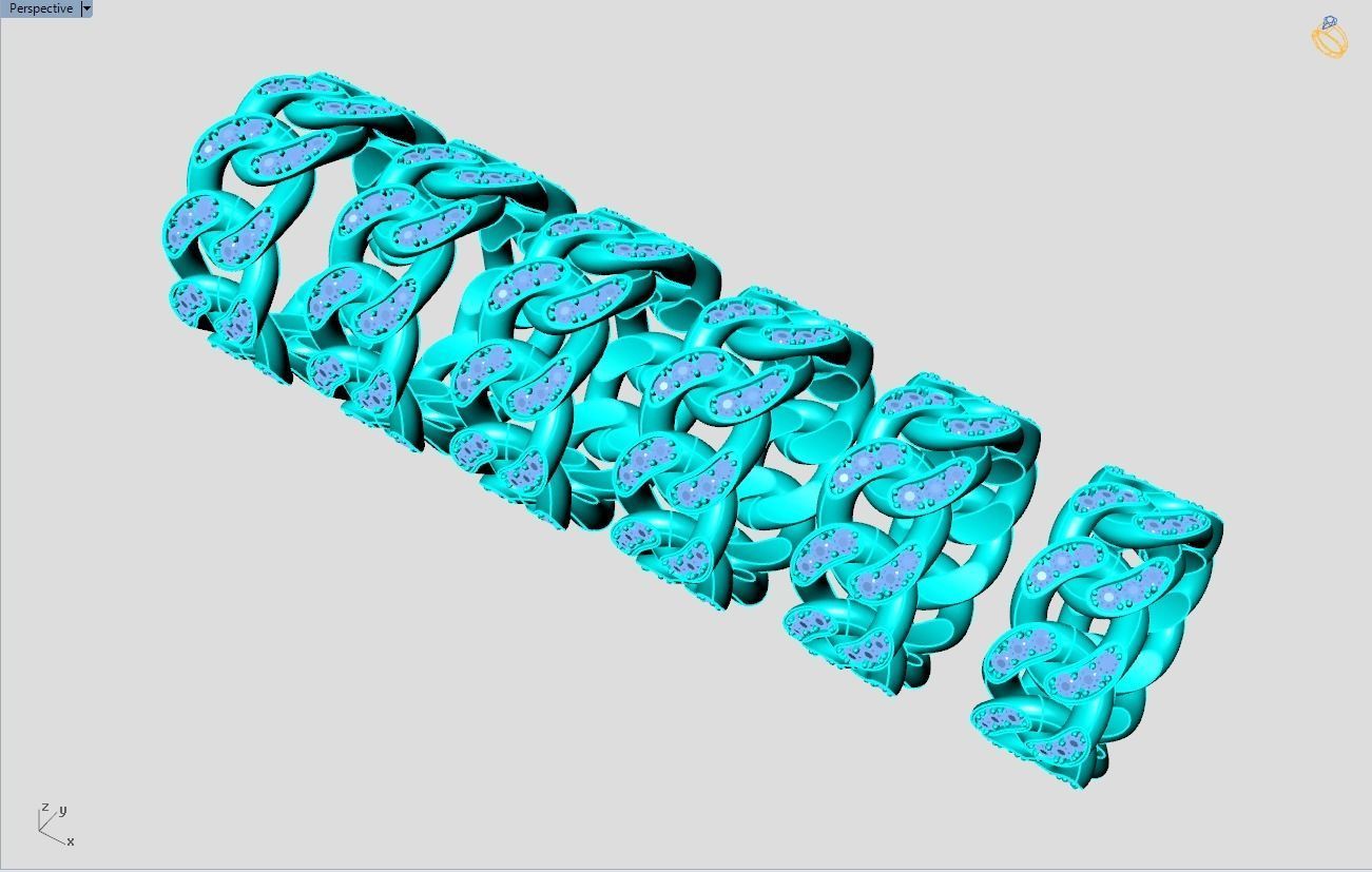 Chain ring - Miami Cuban ring - Link ring - Size 6 -11 3D Model Collection_14