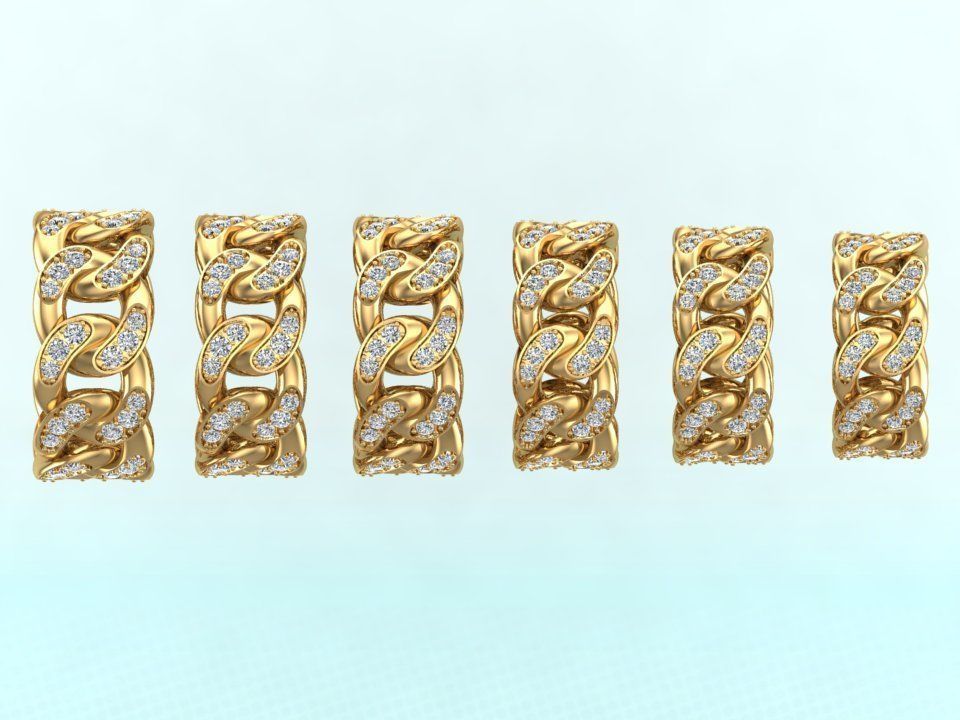 Chain ring - Miami Cuban ring - Link ring - Size 6 -11 3D Model Collection_4