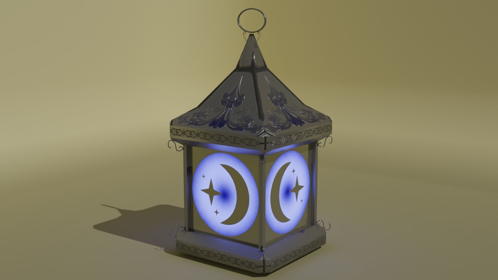 Stylized lantern PBR Game ready Low-poly 3D model_1