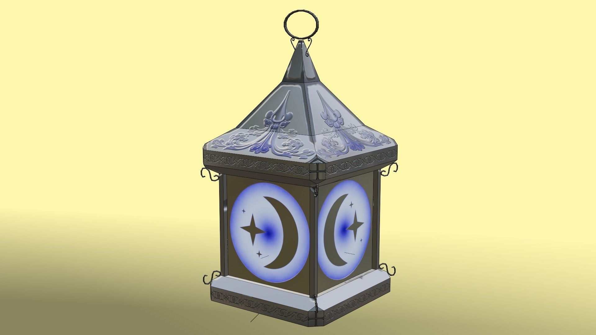 Stylized lantern PBR Game ready Low-poly 3D model_6
