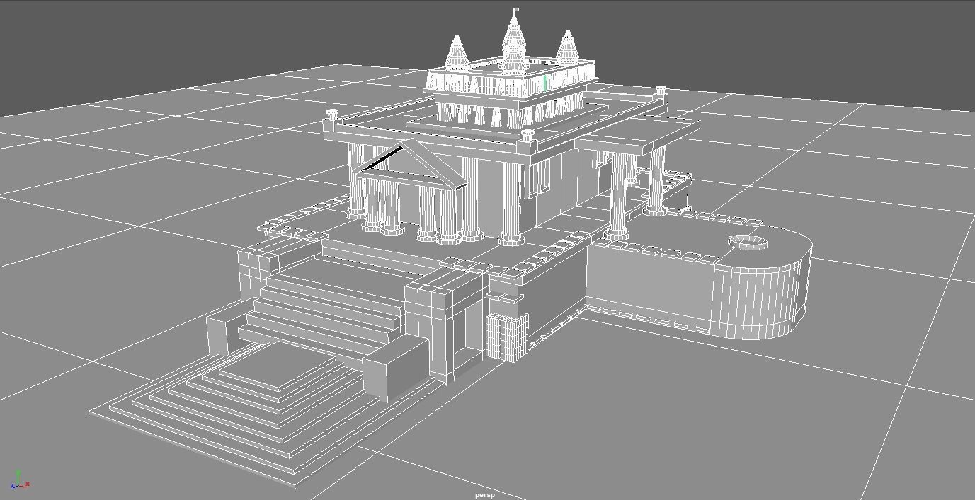 3D TEMPLE HD MODEL WITH MAYA SOFTWARE Low-poly 3D model_4
