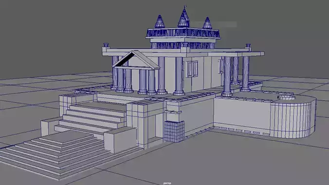 3D TEMPLE HD MODEL WITH MAYA SOFTWARE Low-poly 3D model