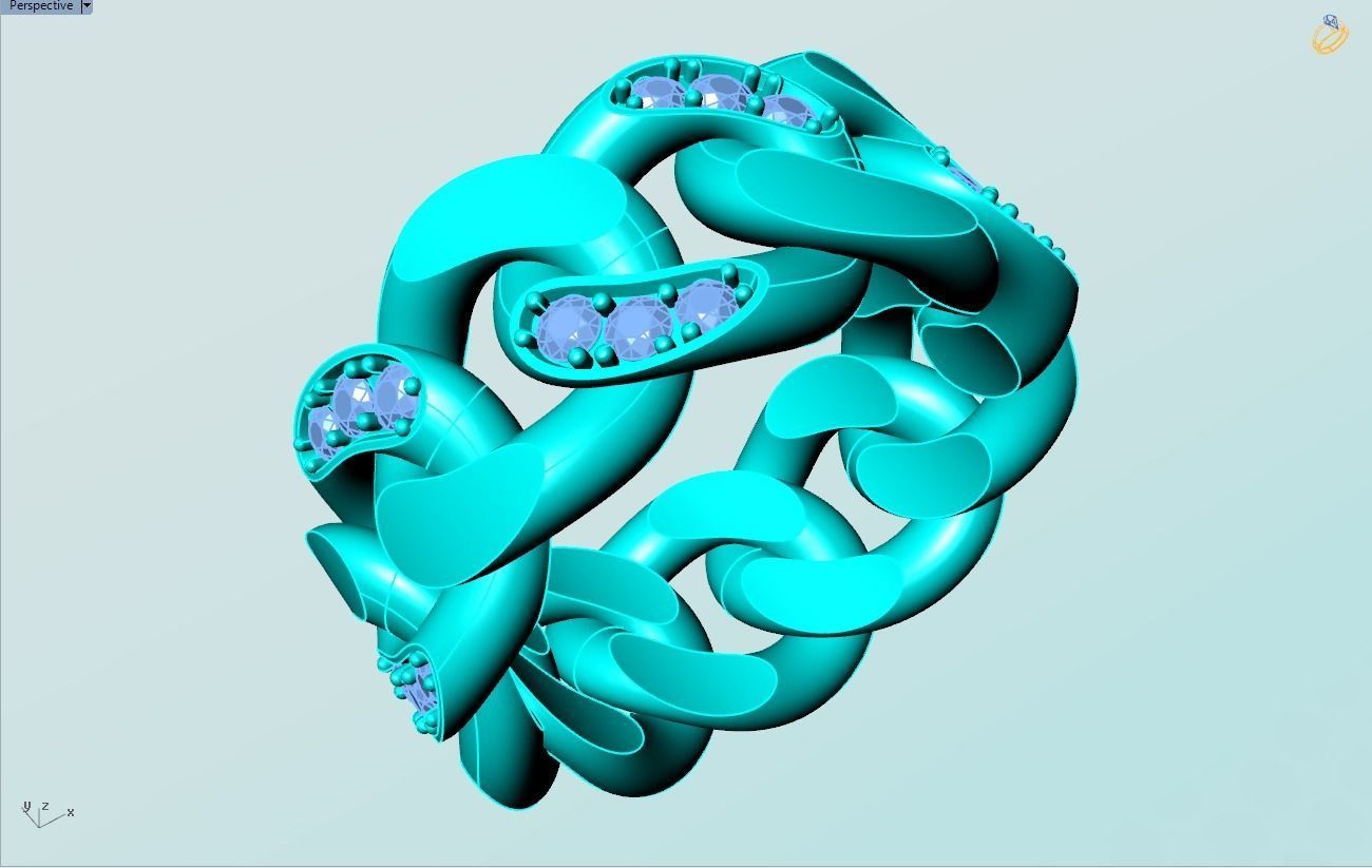 Chain ring - Miami Cuban ring - Link ring - Size 7 3D print model_7