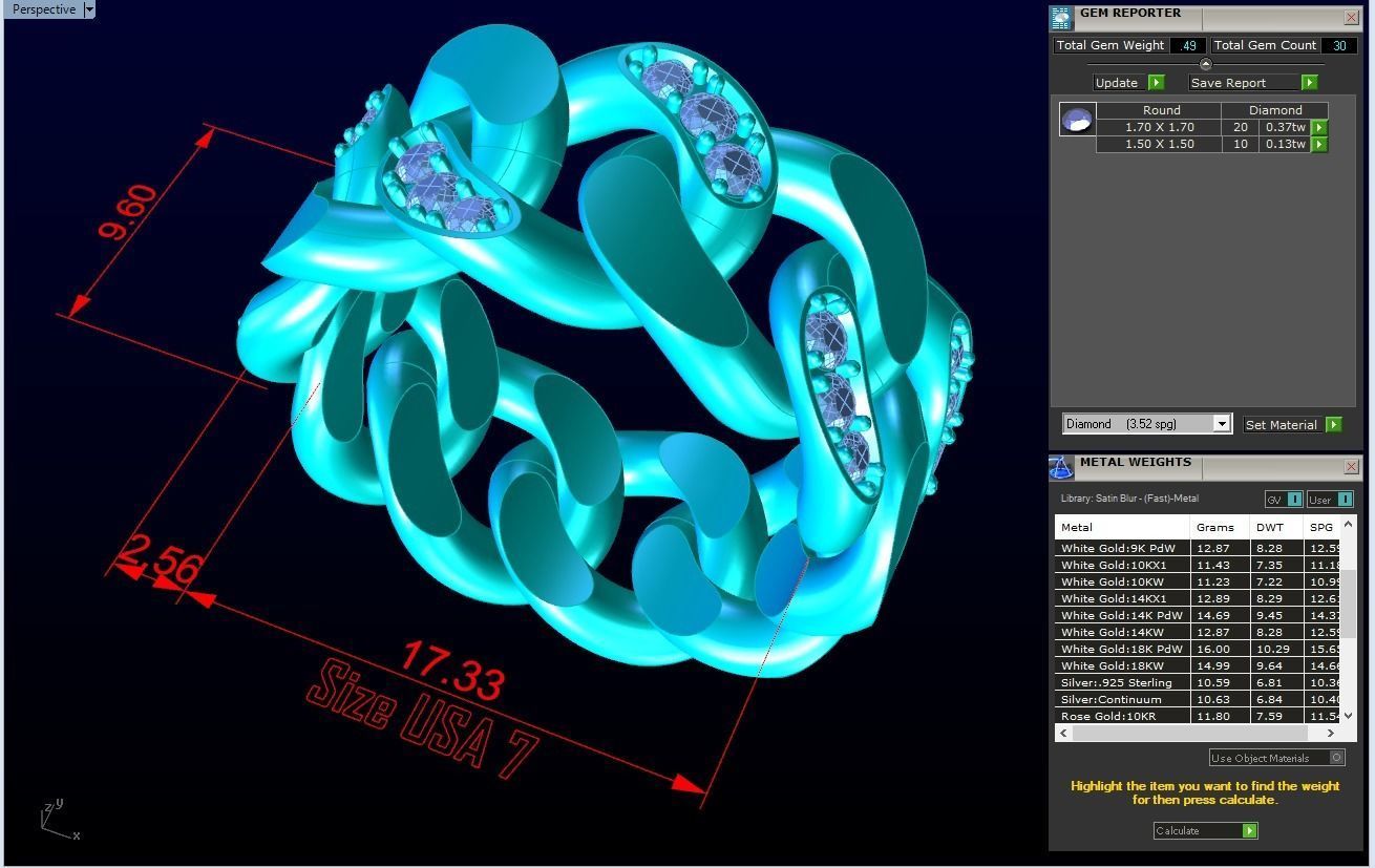 Chain ring - Miami Cuban ring - Link ring - Size 7 3D print model_6