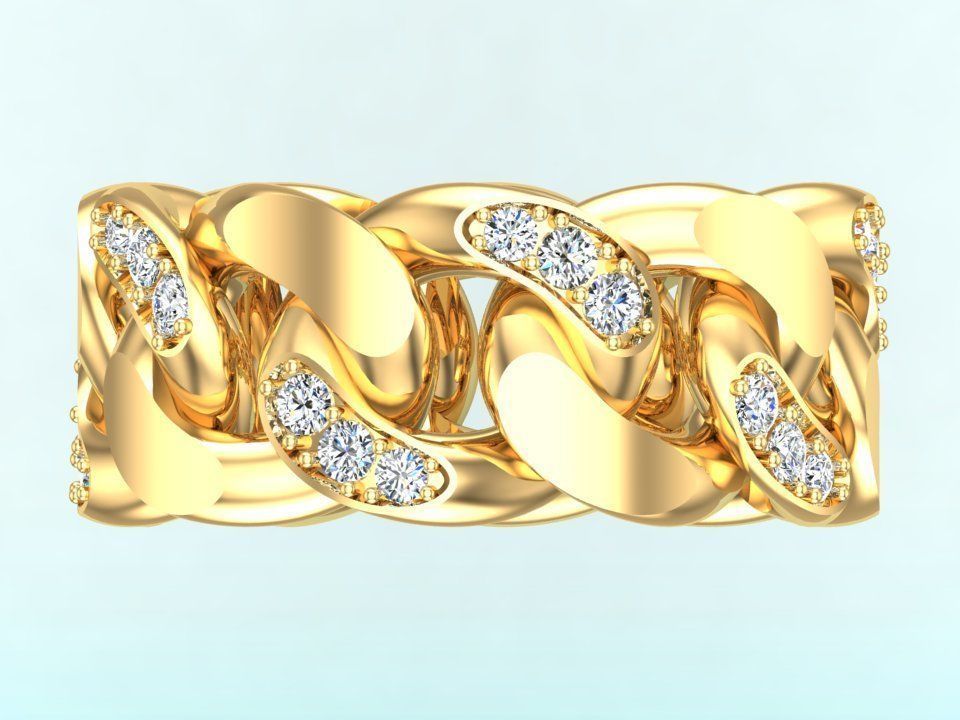 Chain ring - Miami Cuban ring - Link ring - Size 7 3D print model_10