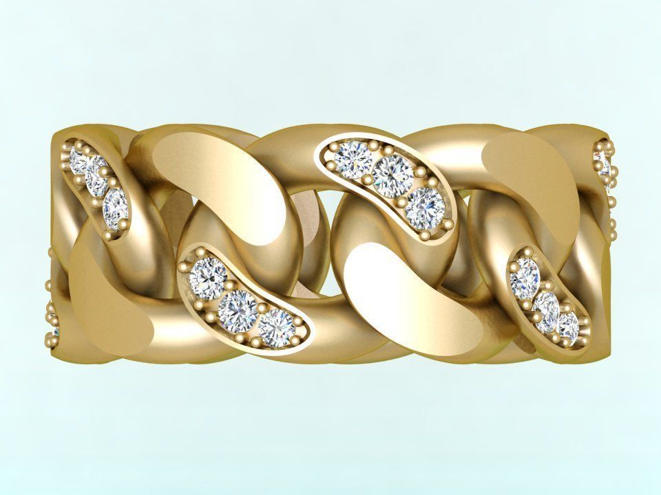 Chain ring - Miami Cuban ring - Link ring - Size 7 3D print model_4