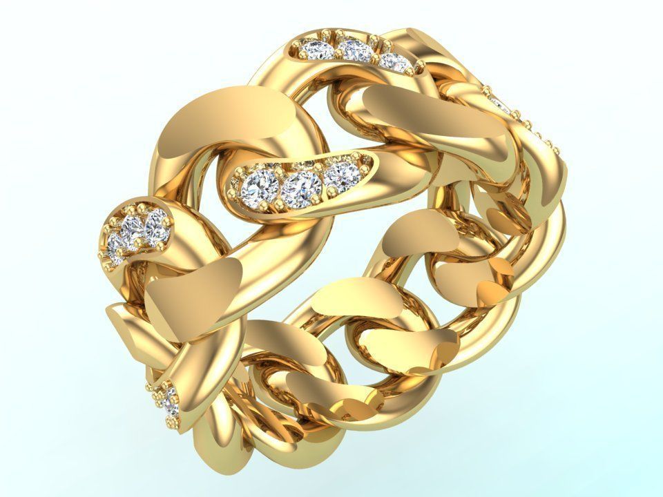 Chain ring - Miami Cuban ring - Link ring - Size 7 3D print model_8