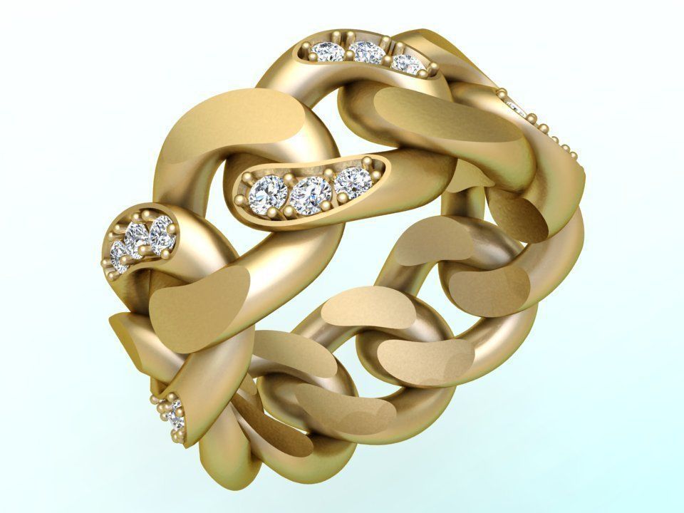 Chain ring - Miami Cuban ring - Link ring - Size 7 3D print model_2