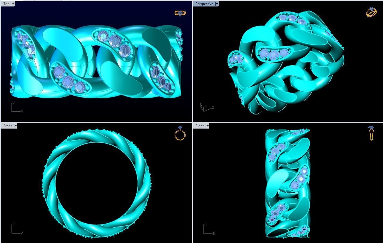 Chain ring - Miami Cuban ring - Link ring - Size 7 3D print model_5