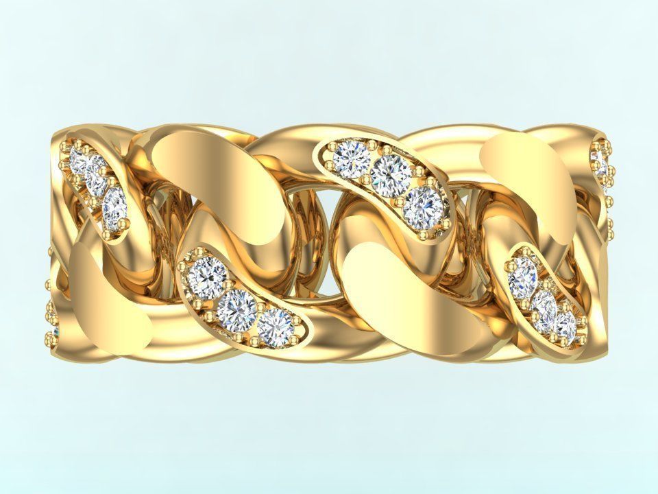 Chain ring - Miami Cuban ring - Link ring - Size 7 3D print model_3