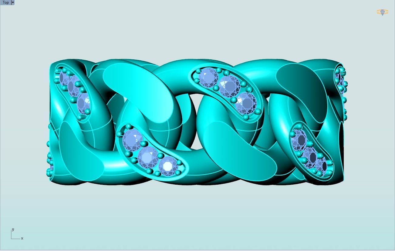 Chain ring - Miami Cuban ring - Link ring - Size 7 3D print model_9