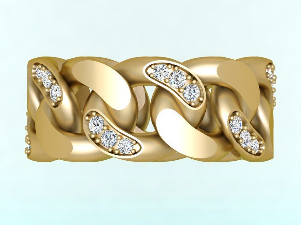 Chain ring - Miami Cuban ring - Link ring - Size 8 3D print model_3