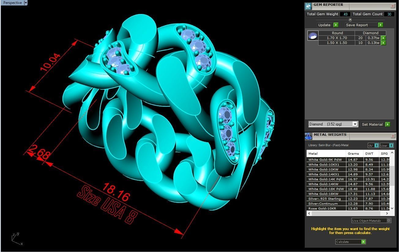 Chain ring - Miami Cuban ring - Link ring - Size 8 3D print model_6