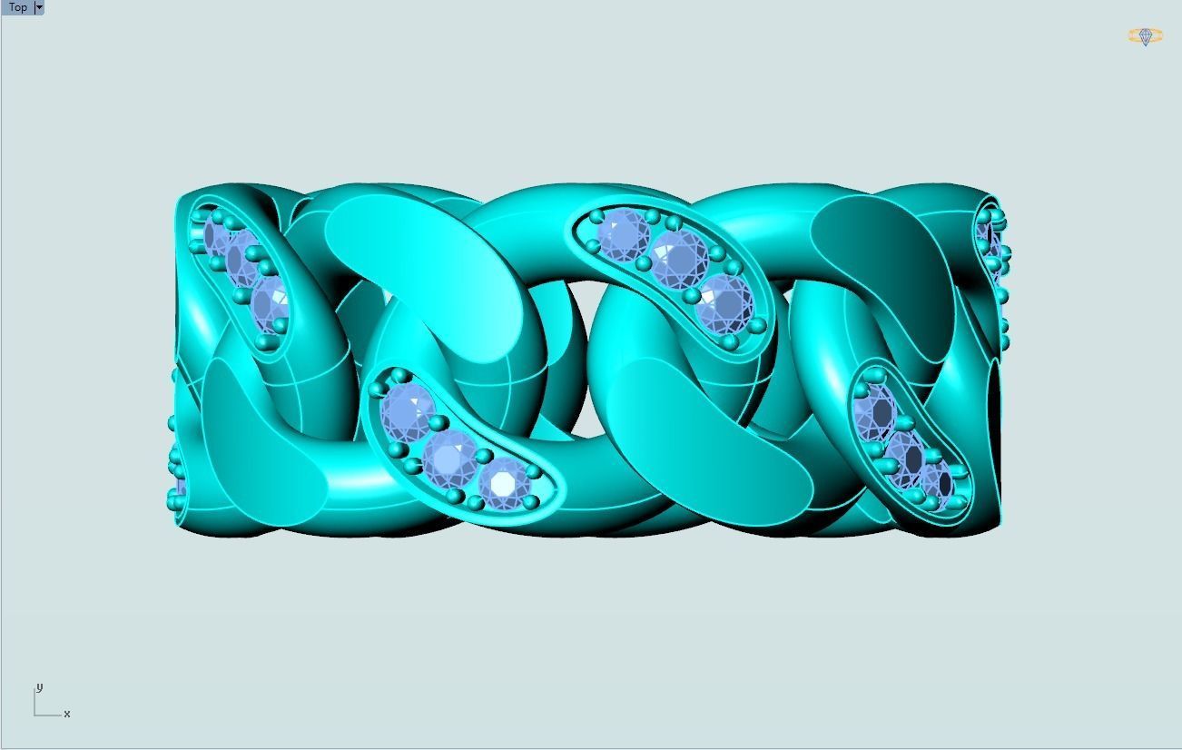 Chain ring - Miami Cuban ring - Link ring - Size 8 3D print model_9