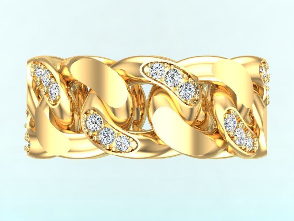 Chain ring - Miami Cuban ring - Link ring - Size 8 3D print model_11