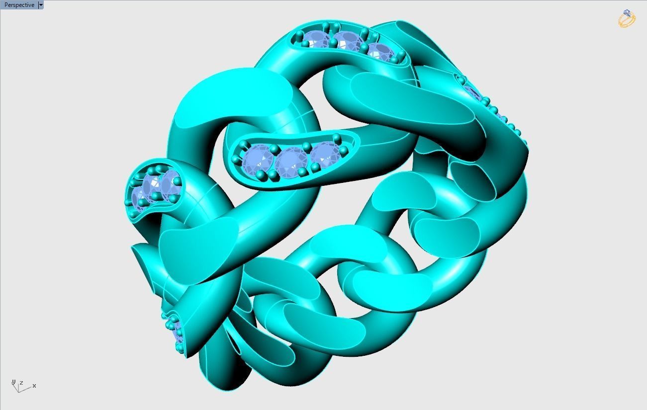 Chain ring - Miami Cuban ring - Link ring - Size 8 3D print model_7