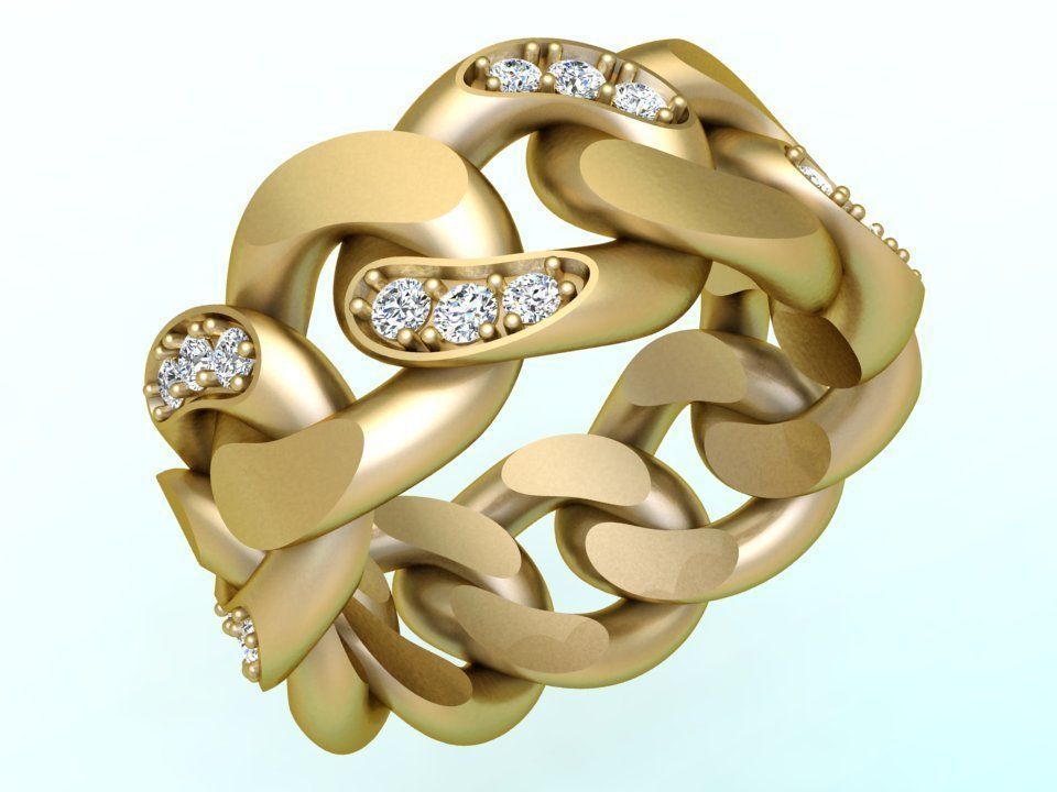 Chain ring - Miami Cuban ring - Link ring - Size 8 3D print model_2