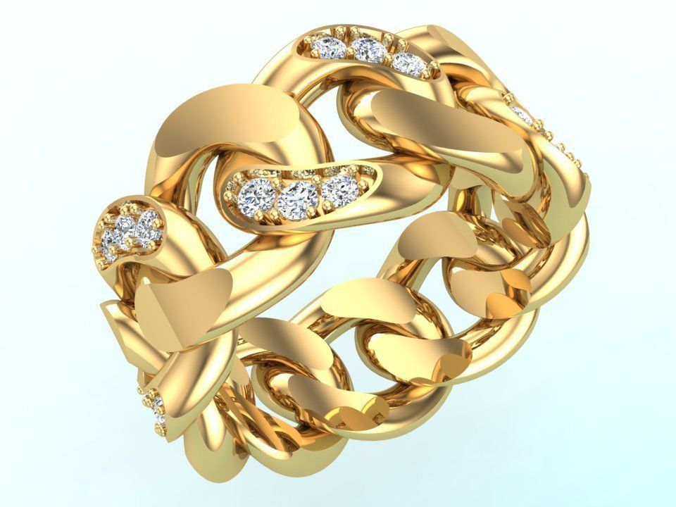 Chain ring - Miami Cuban ring - Link ring - Size 8 3D print model_8