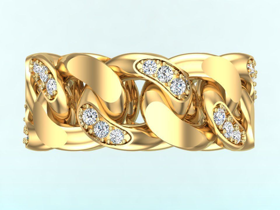 Chain ring - Miami Cuban ring - Link ring - Size 8 3D print model_10