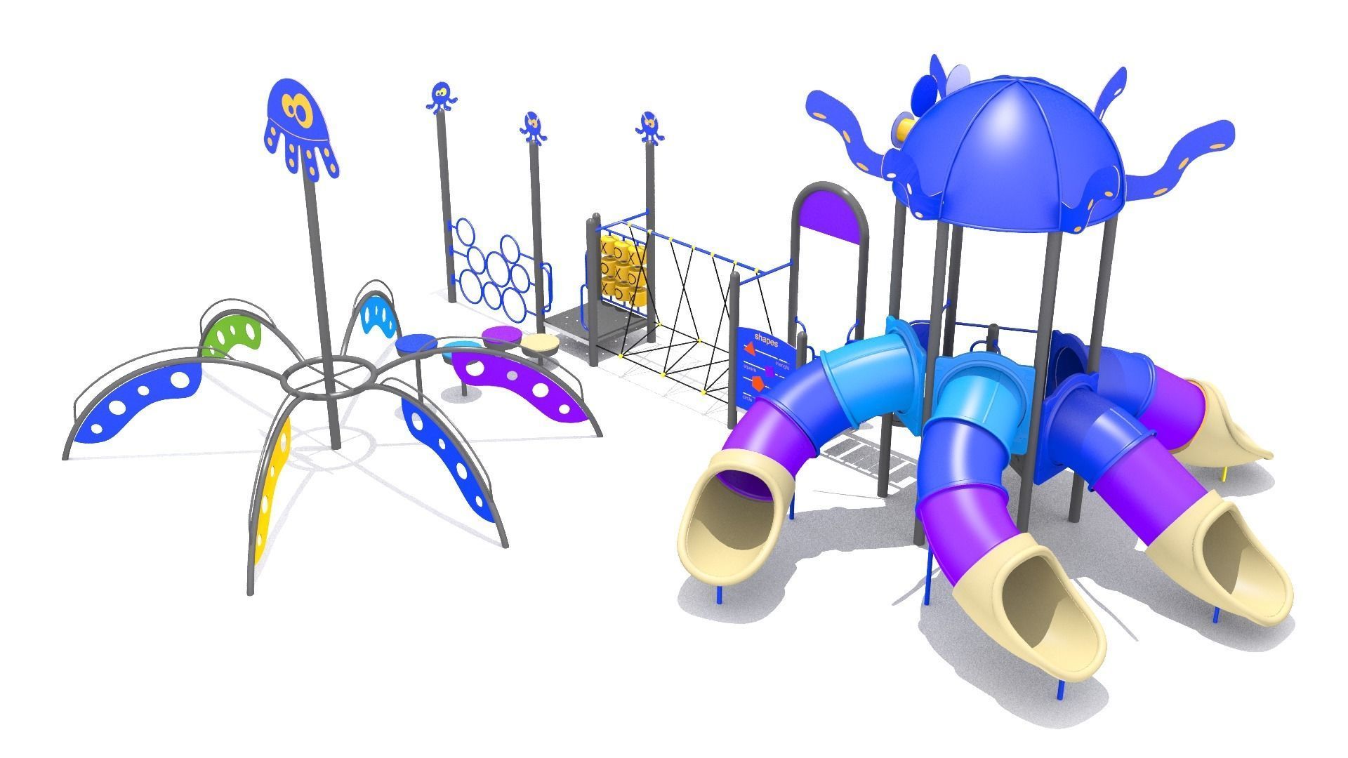 Octopus Playground Low-poly 3D model_2