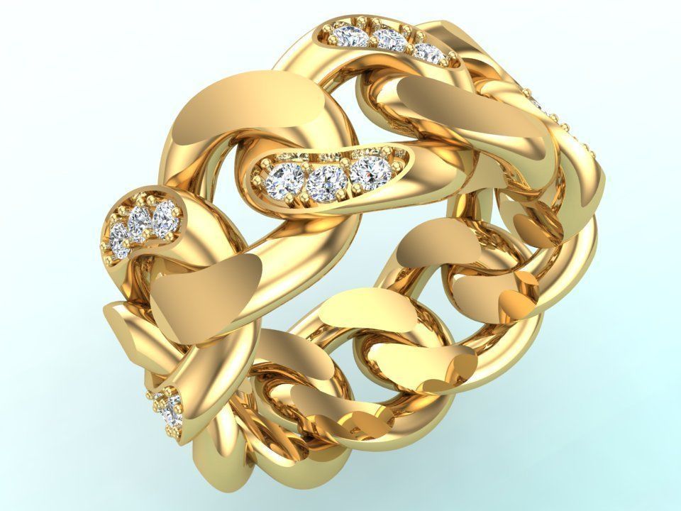 Chain ring - Miami Cuban ring - Link ring - Size 09 3D print model_8