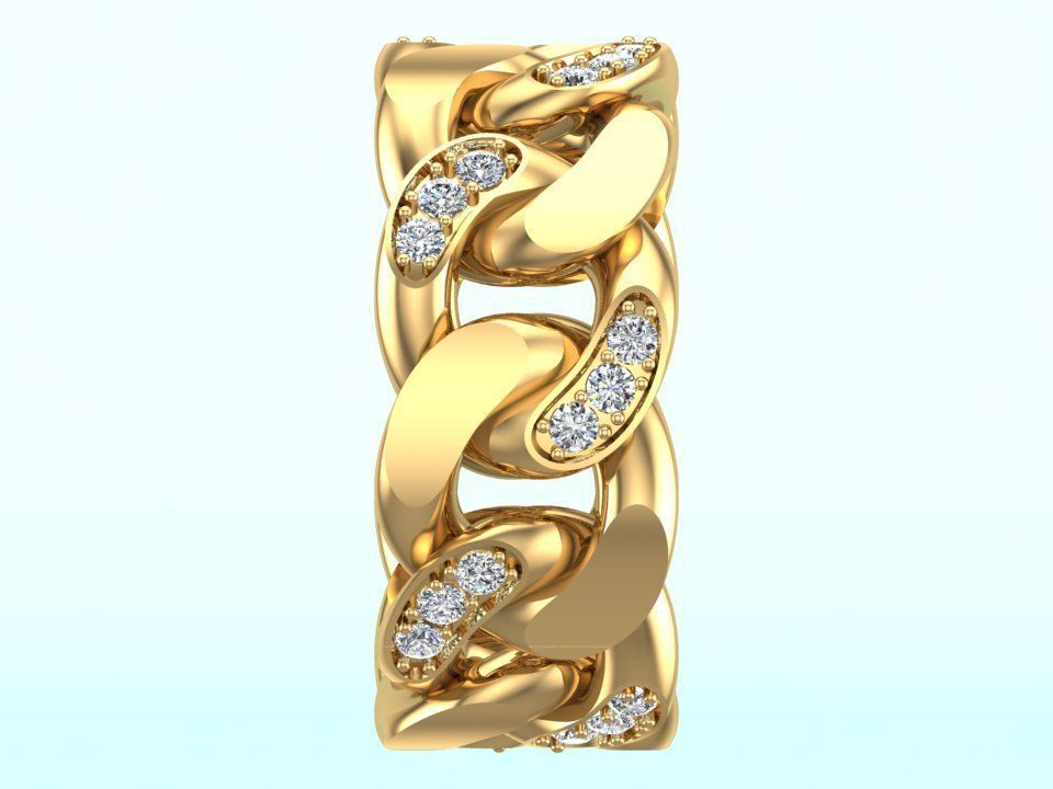 Chain ring - Miami Cuban ring - Link ring - Size 09 3D print model_10