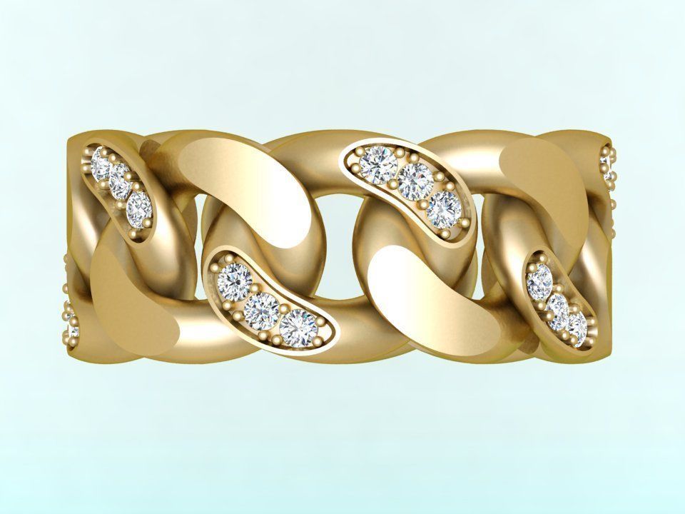 Chain ring - Miami Cuban ring - Link ring - Size 09 3D print model_4