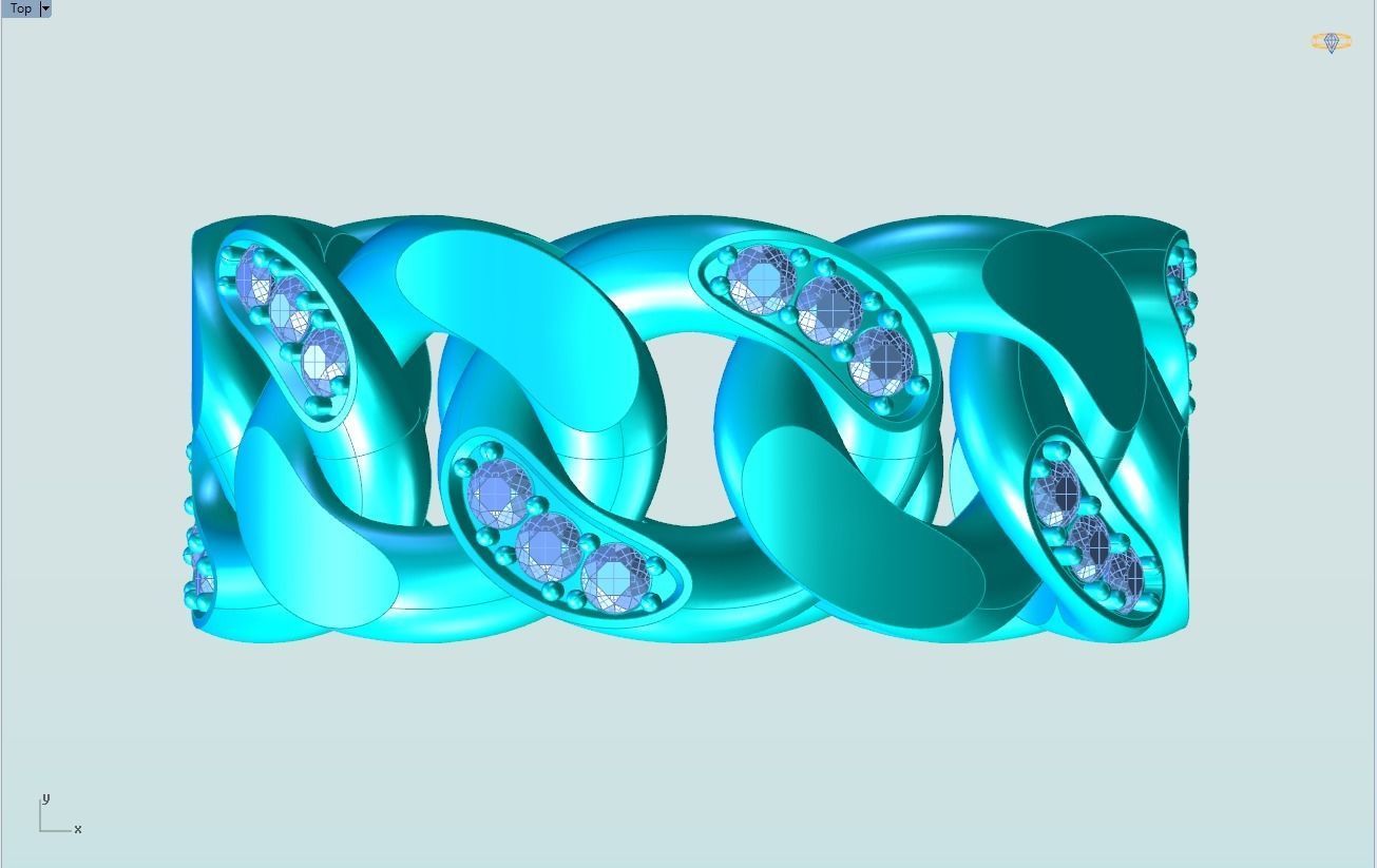 Chain ring - Miami Cuban ring - Link ring - Size 09 3D print model_11