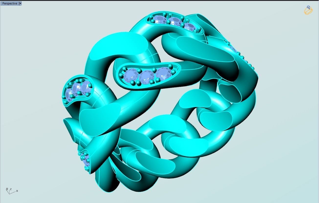Chain ring - Miami Cuban ring - Link ring - Size 09 3D print model_7