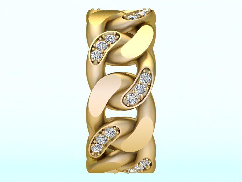 Chain ring - Miami Cuban ring - Link ring - Size 09 3D print model_3