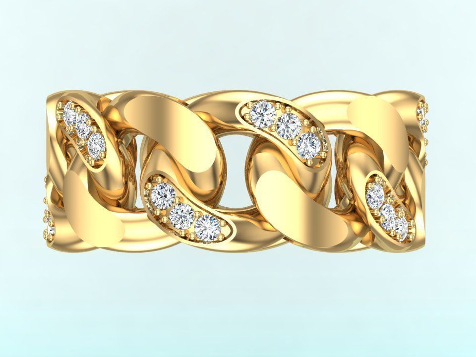 Chain ring - Miami Cuban ring - Link ring - Size 09 3D print model_13