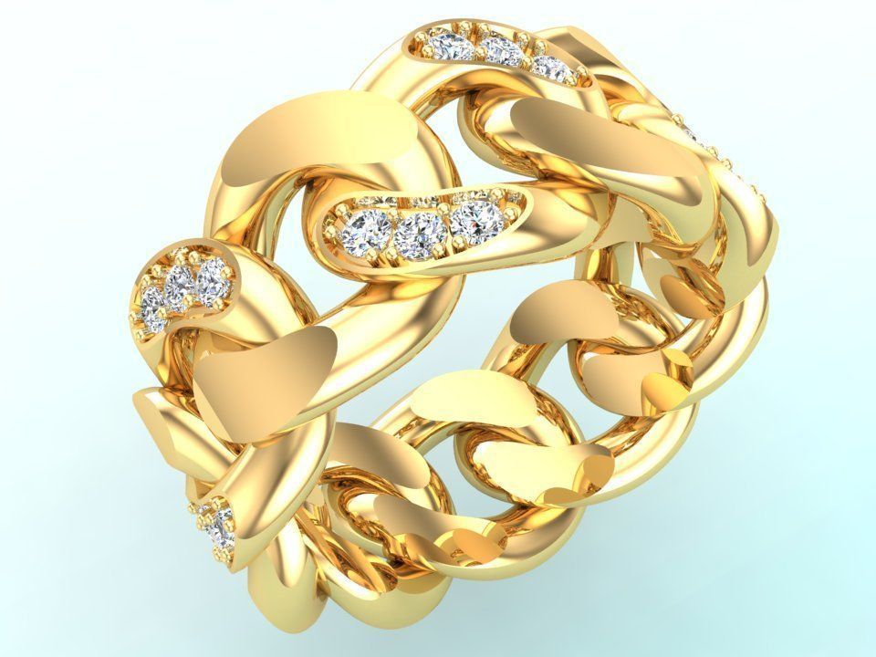 Chain ring - Miami Cuban ring - Link ring - Size 09 3D print model_1