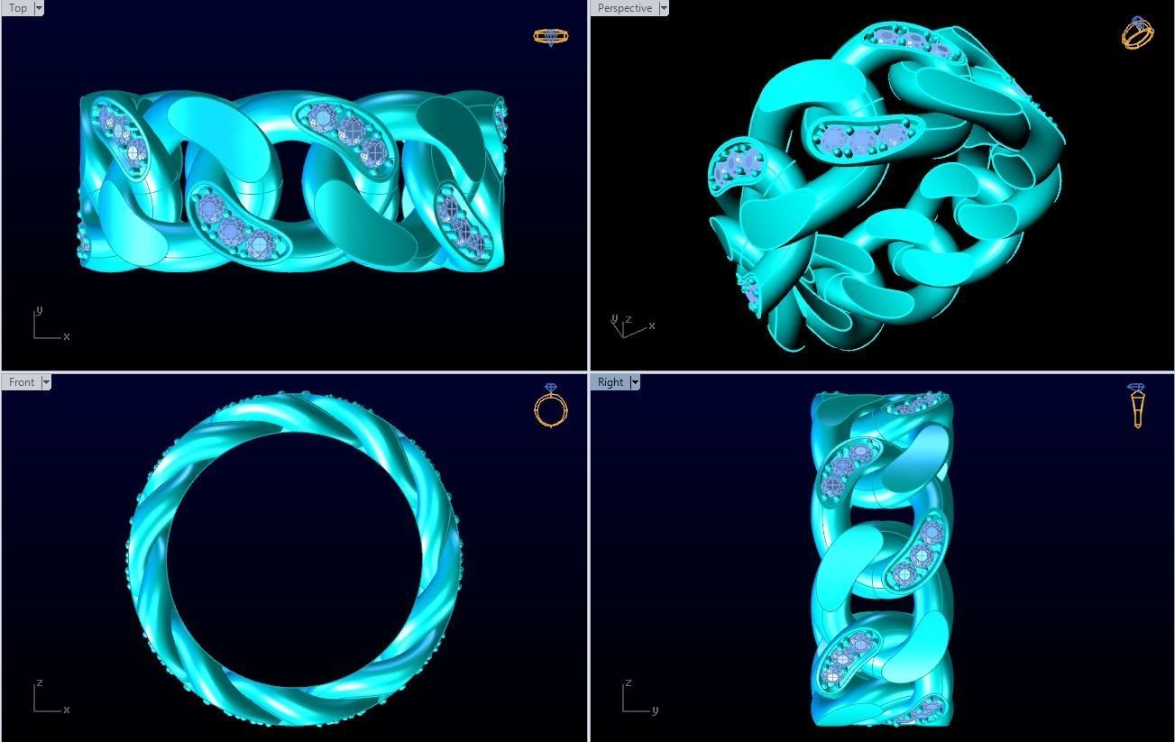 Chain ring - Miami Cuban ring - Link ring - Size 09 3D print model_5