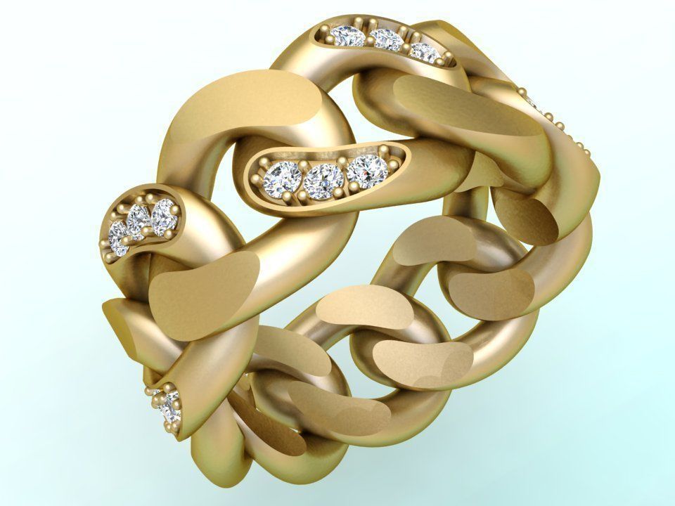 Chain ring - Miami Cuban ring - Link ring - Size 09 3D print model_2