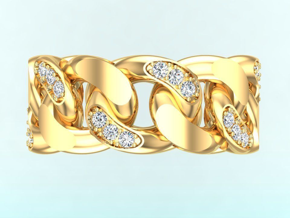 Chain ring - Miami Cuban ring - Link ring - Size 09 3D print model_12