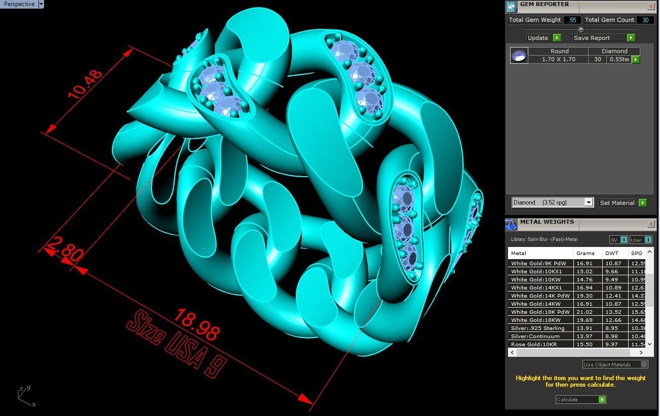 Chain ring - Miami Cuban ring - Link ring - Size 09 3D print model_6