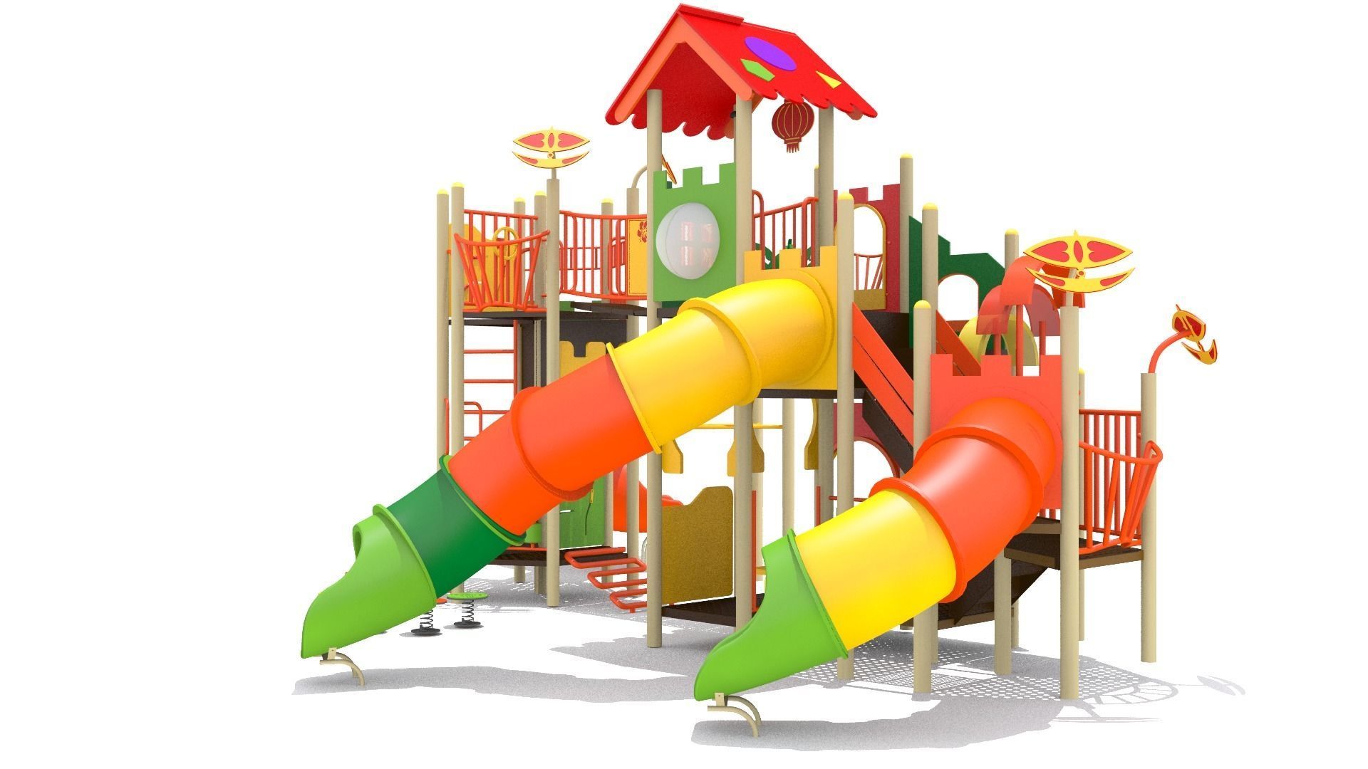 Double Decker Playground Low-poly 3D model_6