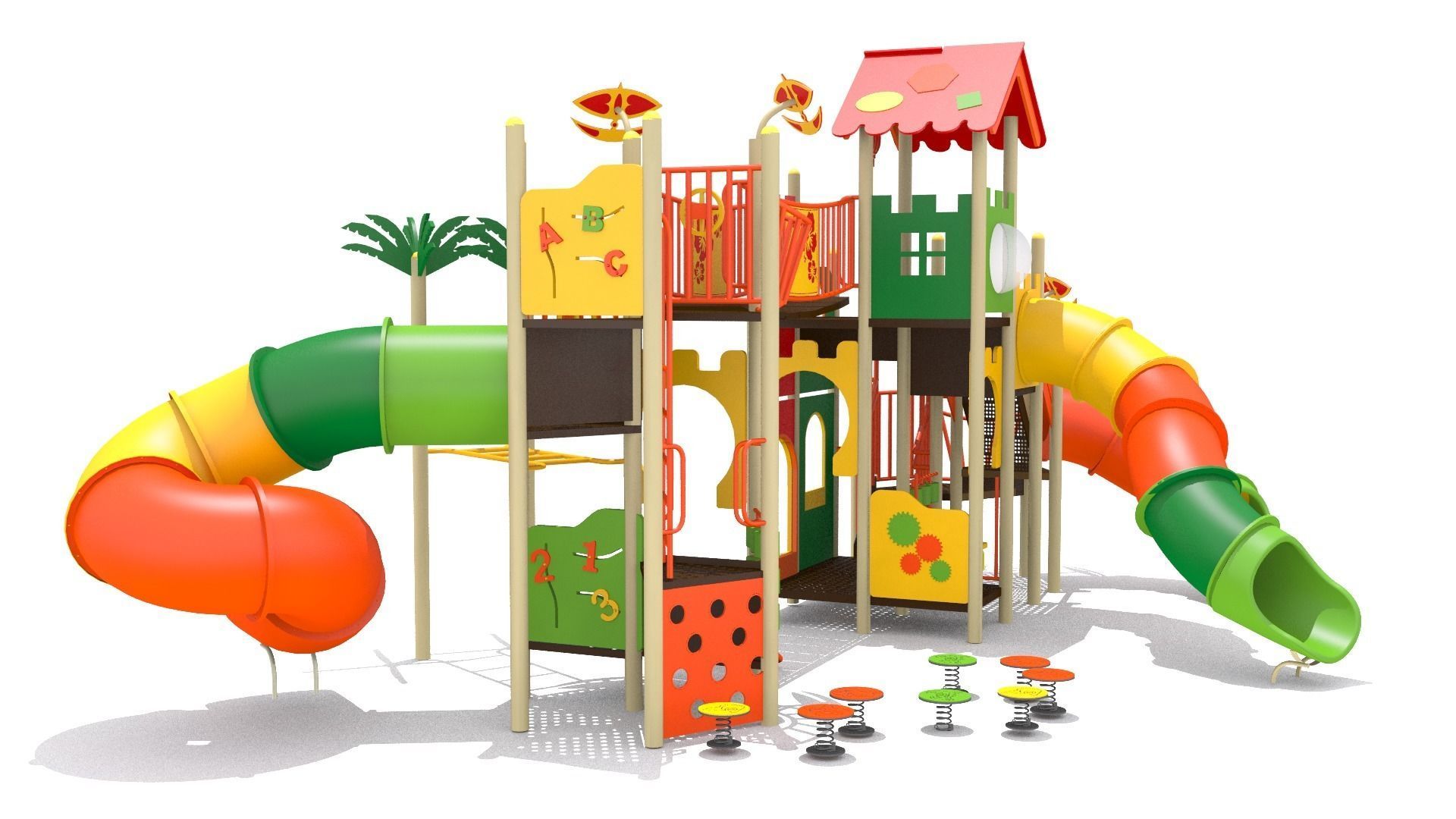 Double Decker Playground Low-poly 3D model_7