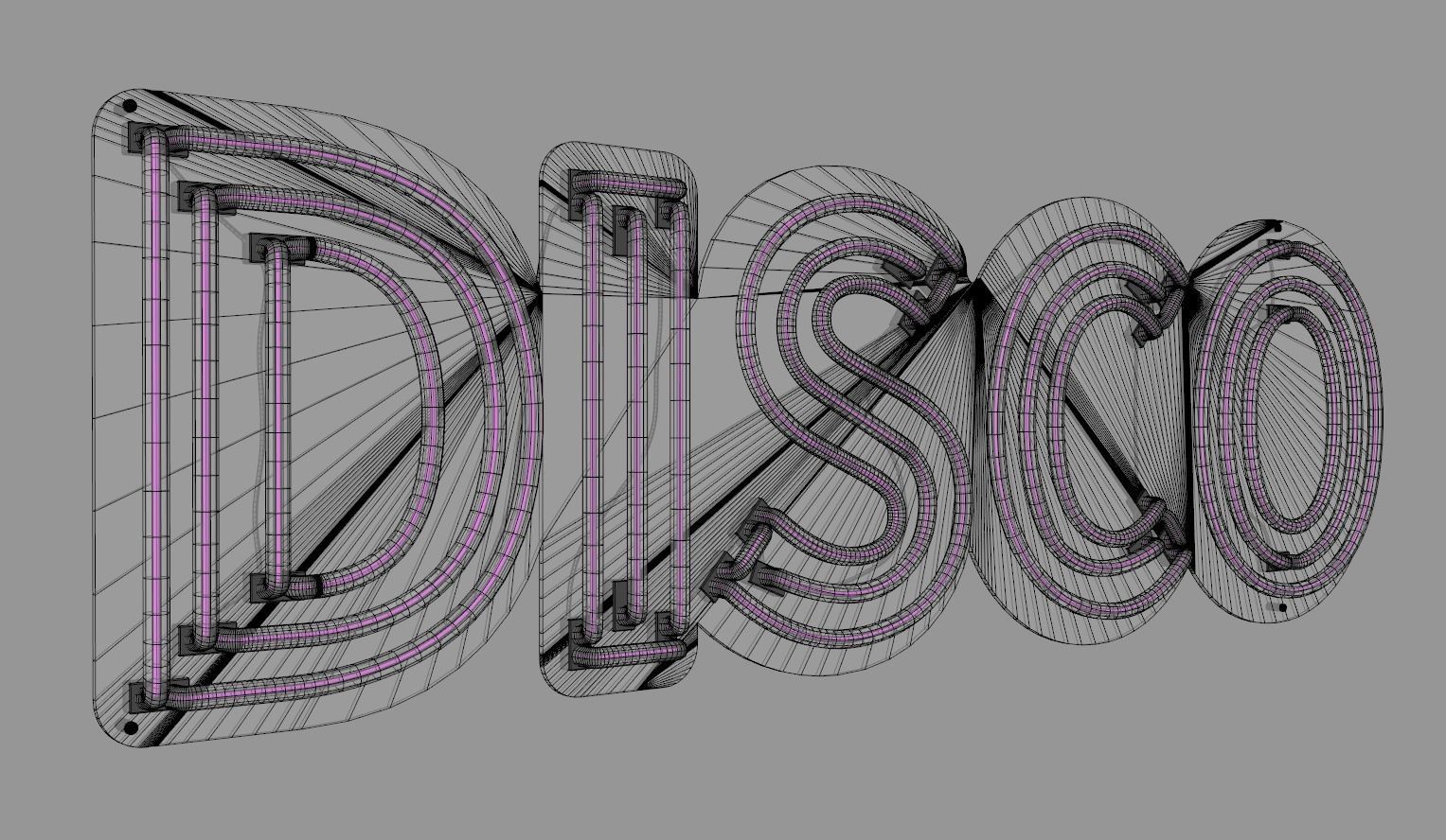Disco - Neon Sign 3D model_7