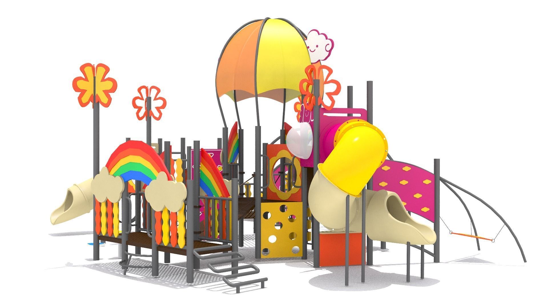 Rainbow Playground Low-poly 3D model_3