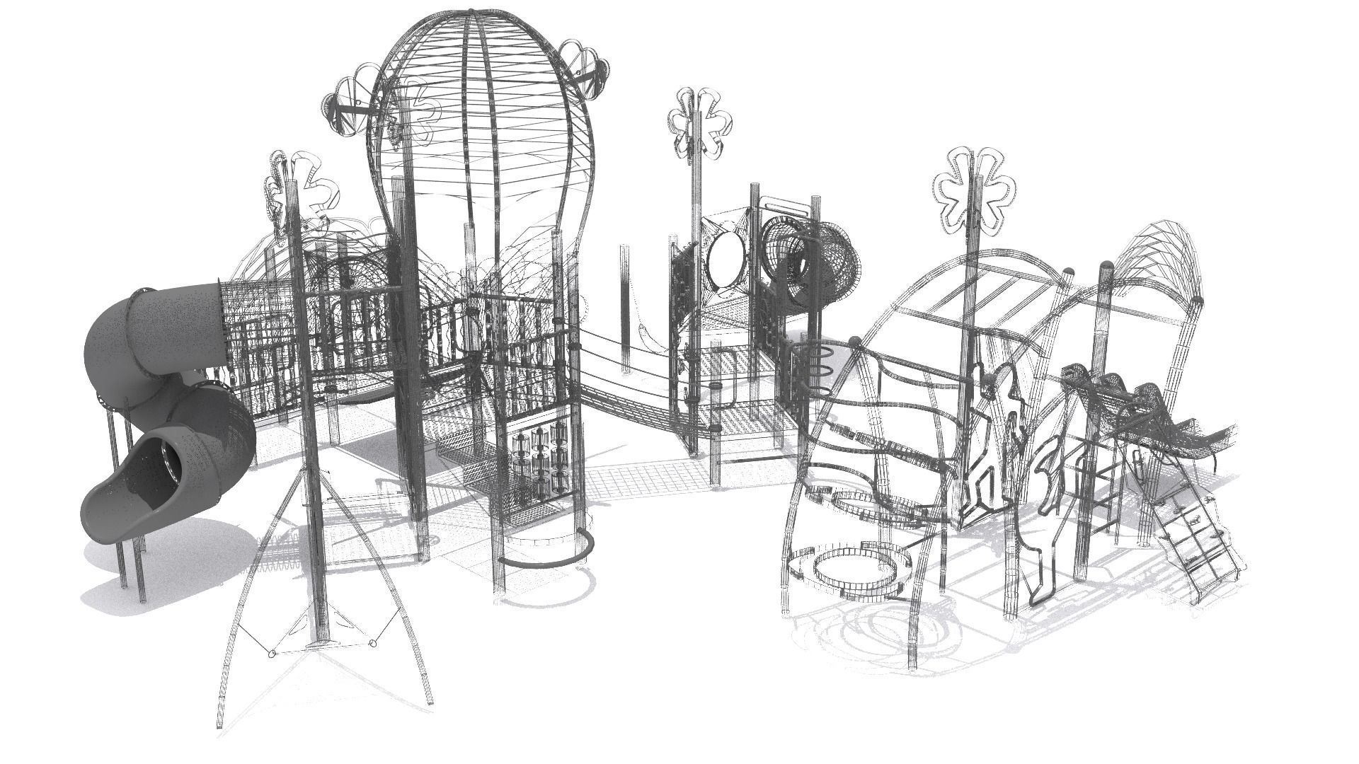 Rainbow Playground Low-poly 3D model_13